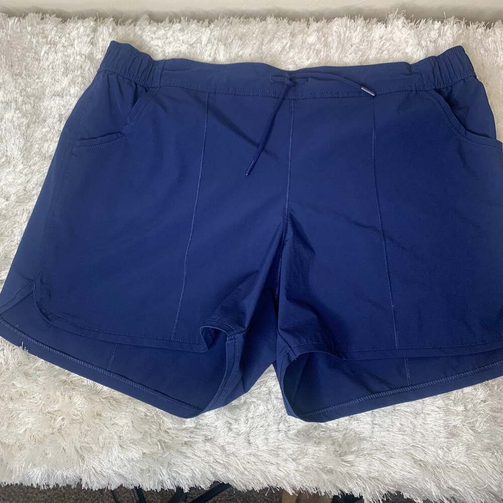 Lands' End Blue Swim Shorts Tie Front Elastic Back 1X 41" waist